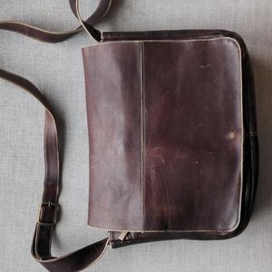 Brown Genuine Leather Messenger Laptop Bag